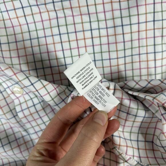 Johnnie-O Prep-formance Shirt Mens XL Checkered Plaid Button Down Flaw - Picture 13 of 13